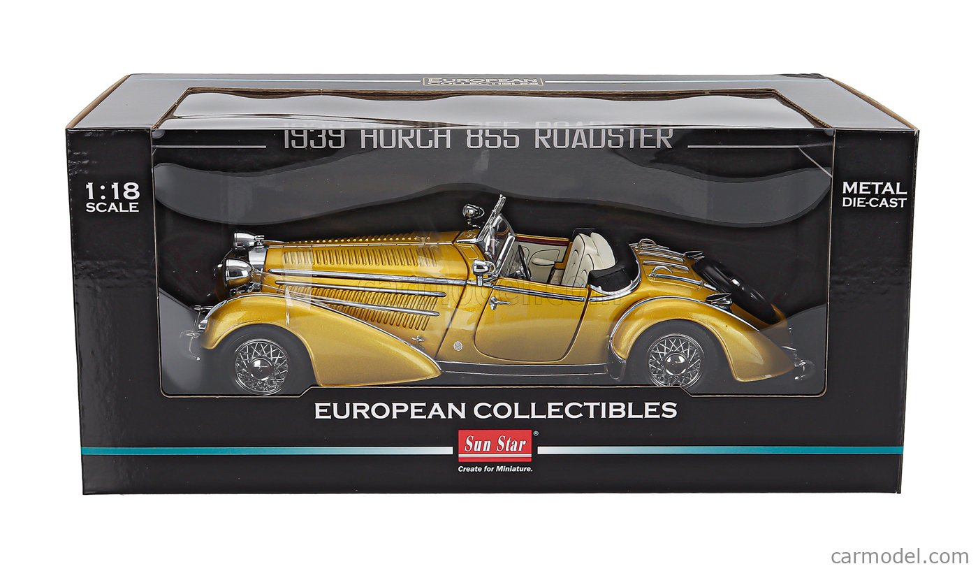 SUN-STAR 02411 Scale 1/18 | HORCH 855 ROADSTER OPEN 1939 YELLOW