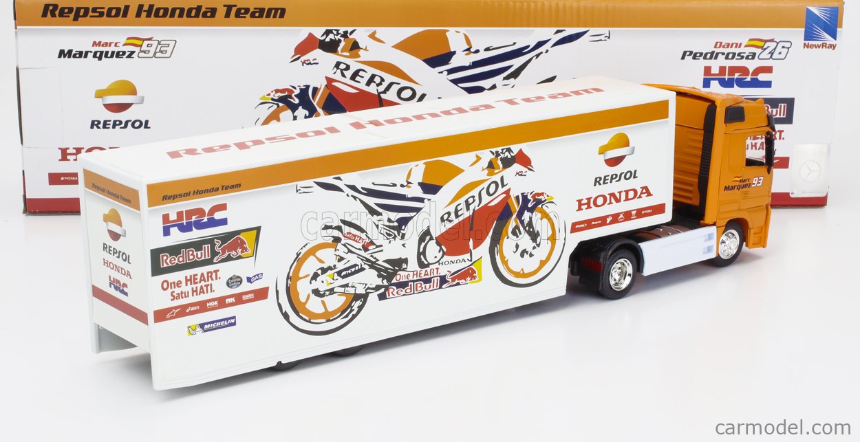 Newray Camion Collection Mercedes Benz Actros Repsol Honda 2017 – Échelle 1/43 – Réplique Détaillée Pour Passionnés