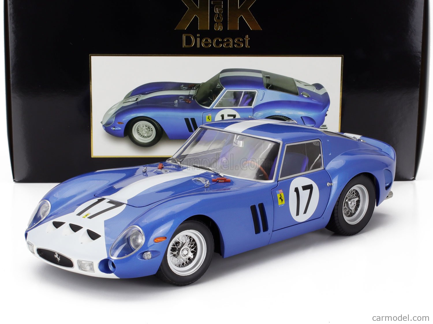 Modèle Réduit Ferrari 250 GTO Bleu Métallisé 1962 – Échelle 1:12 – KK Scale – Réf. KKDC120122 – Neuf