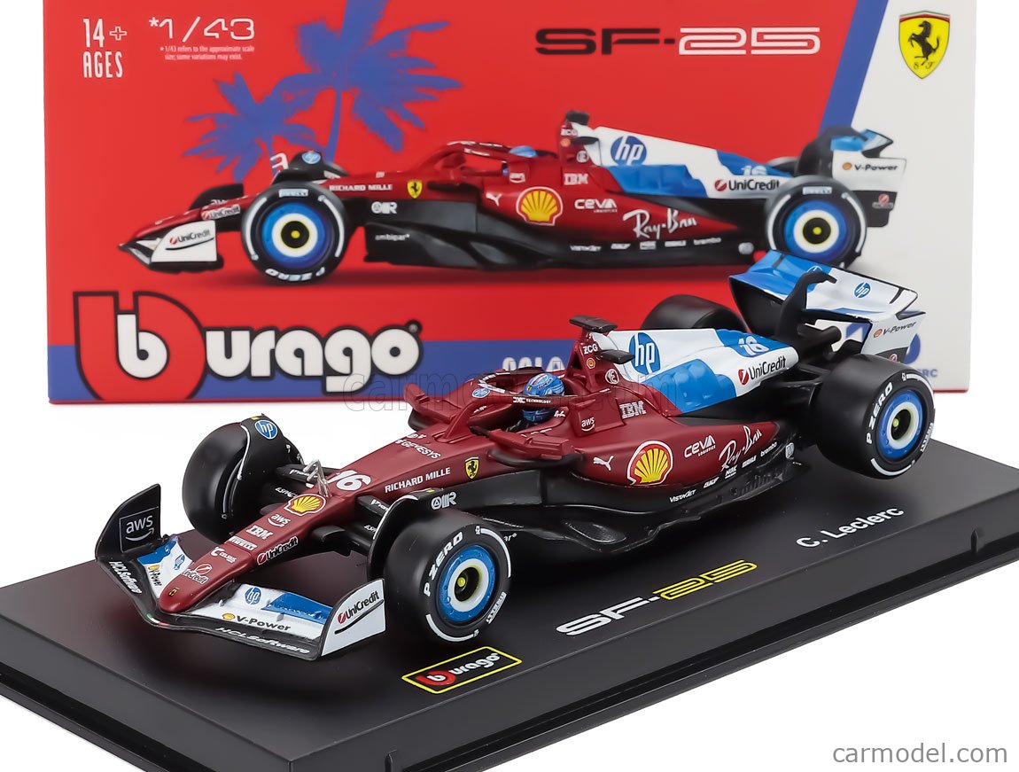 BURAGO 18-36852-L-MIAMI Scale 1/43 | FERRARI WITH PILOT AND