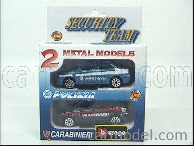 BURAGO 4200 Scala 1/43  ALFA ROMEO 2X 156 CARABINIERI + POLIZIA BLUE