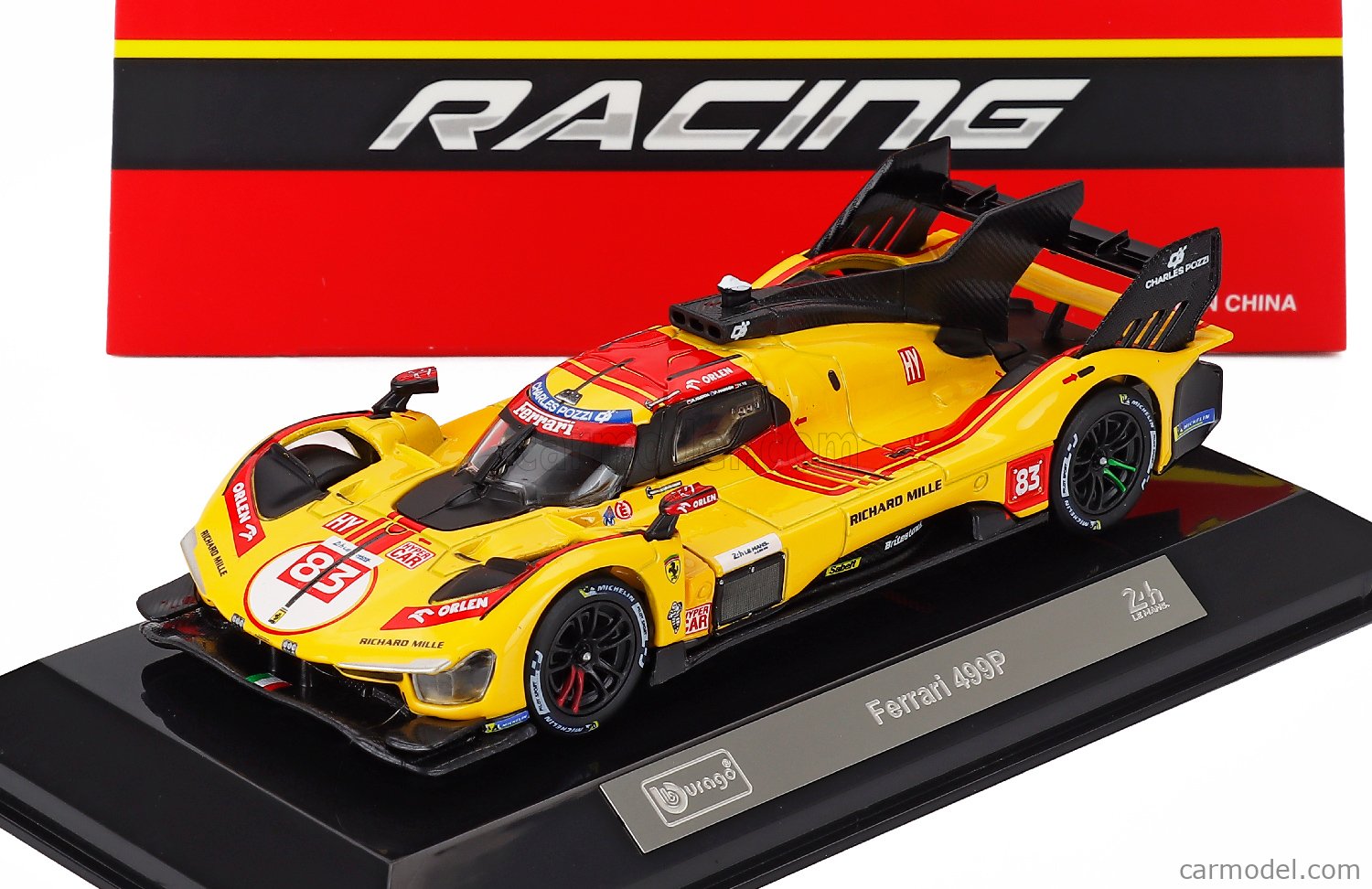 FERRARI 499p 3.0l Turbo V6 Winner 24h Le Mans 2025 Yellow / Red | 1:43 | Bburago