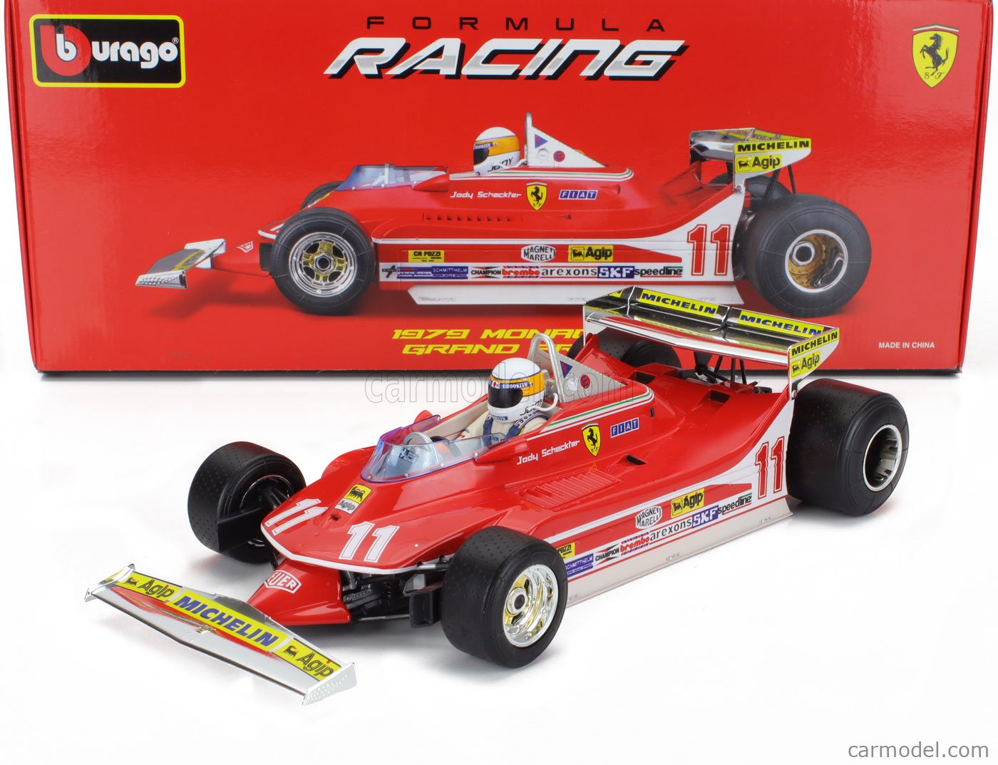 Modèle Réduit Ferrari - F1 312t4 N 11 Winner Gp Monza Jody Scheckter With Pilot Figure 1979 World Champion Modèle Réduit Ferrari - F1 312t4 N 11 Winner Gp Monza Jody Scheckter With Pilot Figure 1979 World Champion
