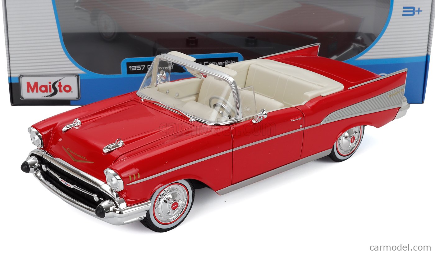 MAISTO 31476R Scale 1/18 | CHEVROLET BEL AIR CABRIOLET 1957 RED