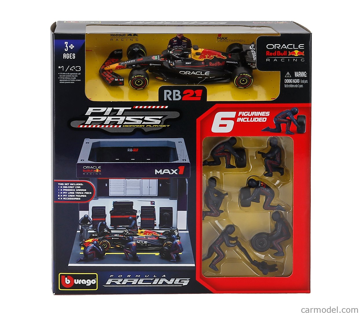 BURAGO 18-38459-1 Scale 1/43 | RED BULL F1 RB21 DIORAMA GARAGE PIT