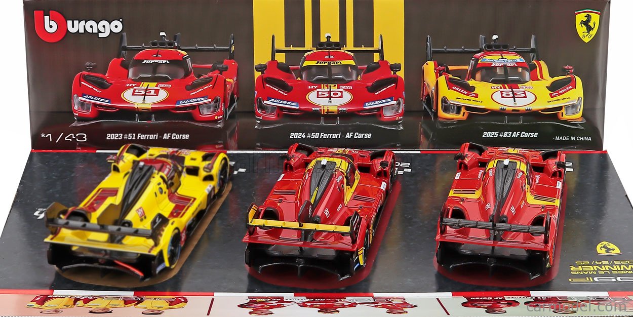 BURAGO 18-36324 Scale 1/43 | FERRARI SET 3X 499P WINNER 24h LE