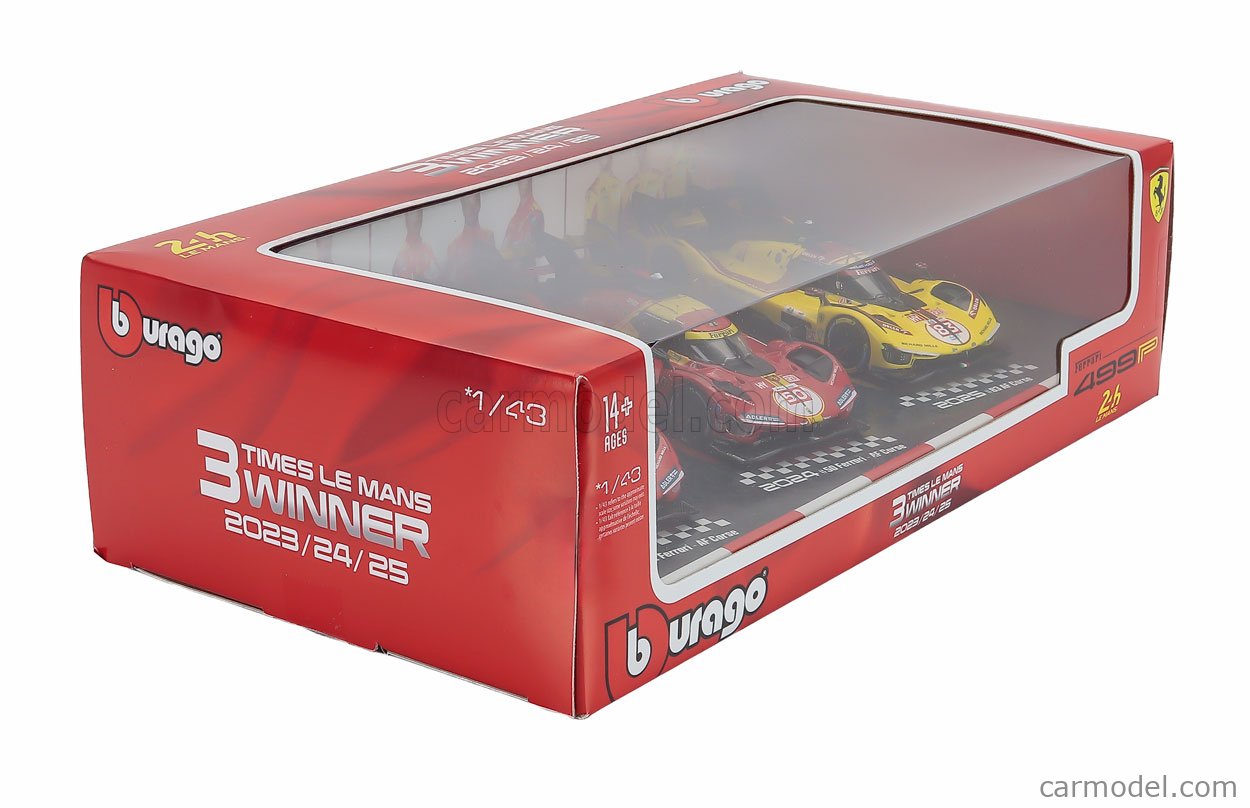 Ferrari 499P No.83, 24Hrs Le Mans 2024 ( Inkl.Vitrine) Kubica/Yifei/Schwarzman 1-18 Burago Signature Racing Series - Schuiten Autominiaturen