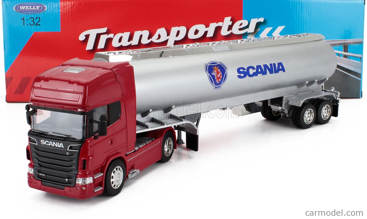 WELLY WE32672SR Scale 1/32 SCANIA R730 V8 TANKER TRUCK 2011 RED