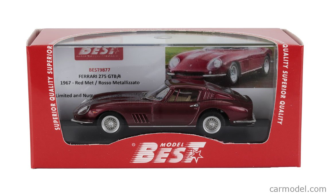 BEST-MODEL 9877 Scale 1/43 | FERRARI 275 GTB/4 COUPE 1967 RED MET