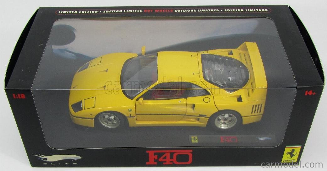 MATTEL HOT WHEELS J2926 Scale 1/18 | FERRARI F40 1987 YELLOW