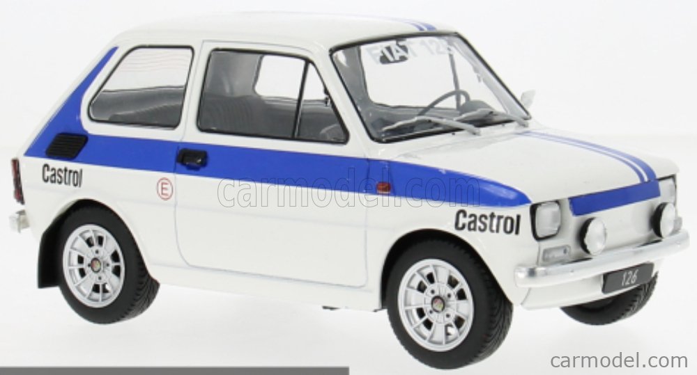 MCG MCG18666 Scale 1/18 | FIAT 126 CASTROL LIVERY 1972 WHITE BLUE