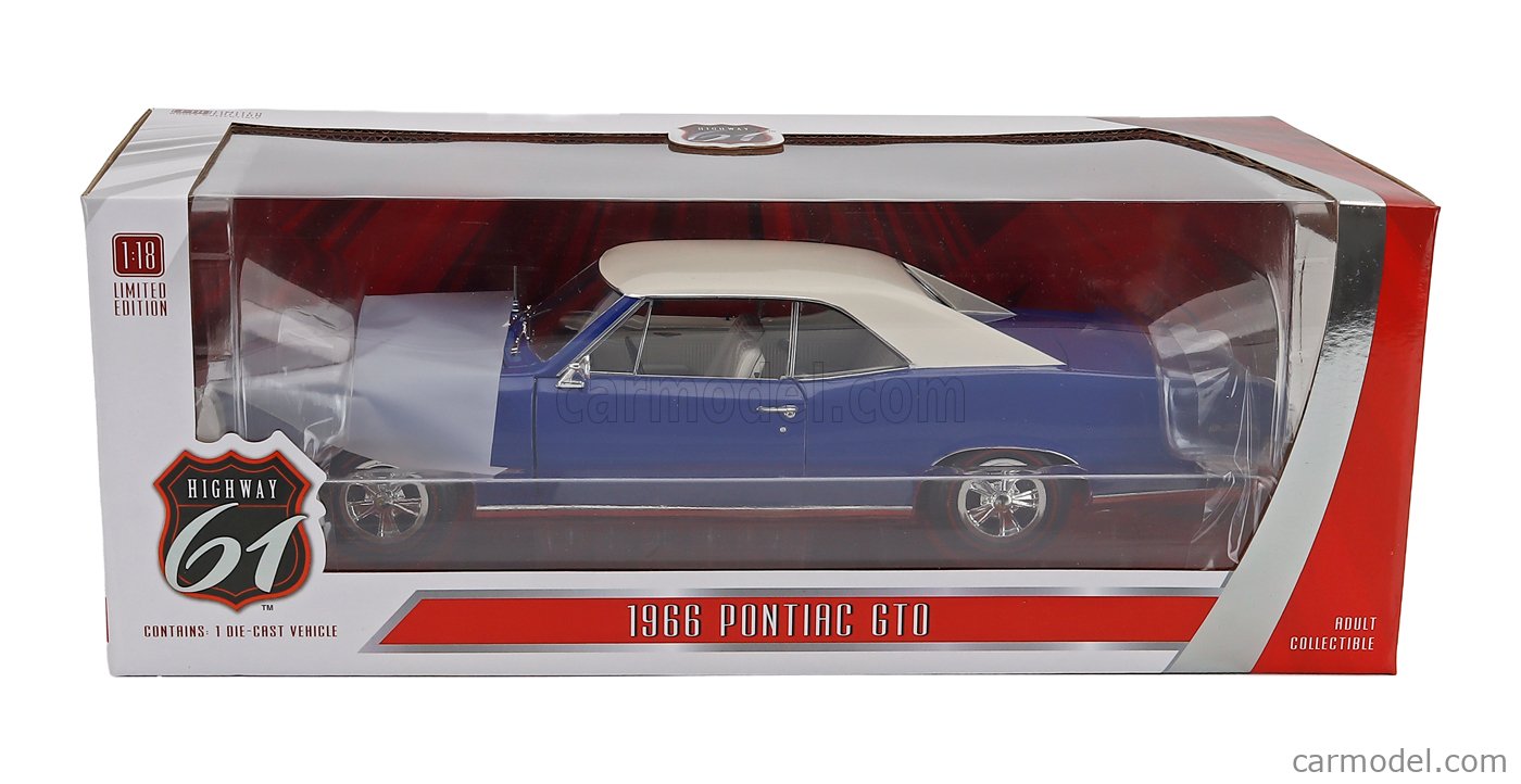 HIGHWAY61 18047 Scale 1/18 | PONTIAC GTO COUPE 1966 BLUE WHITE
