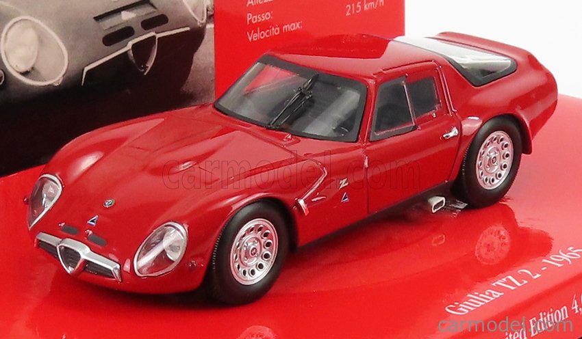 ALFA ROMEO GIULIA TZ2 MODEL CAR 1965 RED NURBURGRING 1:43 SIZE IXO ...