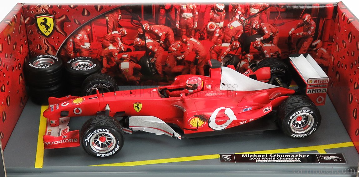 FERRARI - F1 F2003-GA N 1 MICHAEL SCHUMACHER SEASON 2003 WORLD CHAMPION -  RAIN TYRES - PIT STOP