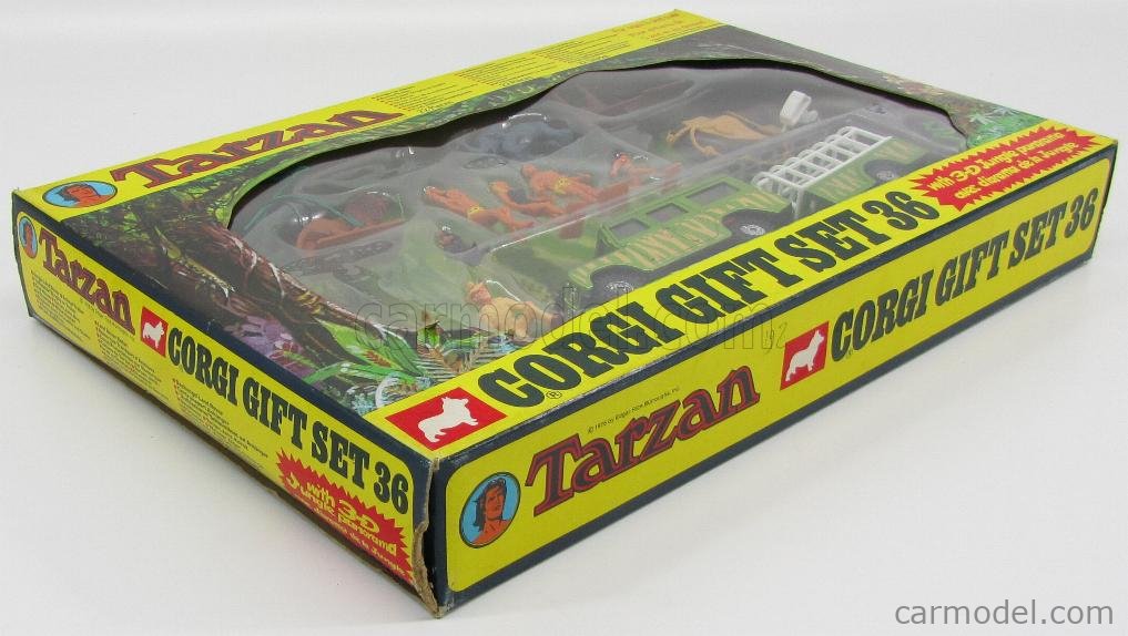 Corgi Toys - Land Rover 109 WB - Set Cadeau Tarzan 36 - Jouet Vintage D'Occasion