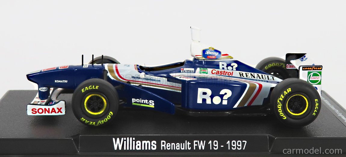 Voiture Miniature 1/43 Williams Renault FW19 Jacques Villeneuve 1997 | Métal | Boîte Vitrine | Collection