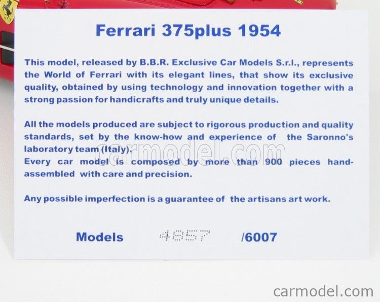 メーカー包装のまま‼️ B.B.R Ferrari 375plus 完全新品未開封 BBR-MODELS BBR180002 Scale 1/18 | FERRARI 375 PLUS STREET