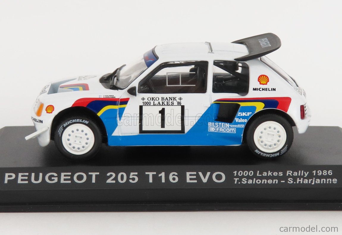 Modèle Réduit Peugeot 205 Turbo 16 EVO 2 Rallye 1000 Lacs 1985 - Échelle 1:24 Salvat/Ixo - Diecast Neuf