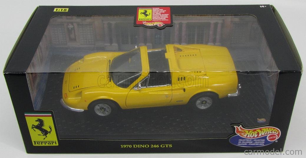 Hot Wheels Dino 246 GTS イエロー HotWheels Elite 1:18 Ferrari Dino 246 GT Coupe Bj. 1970
