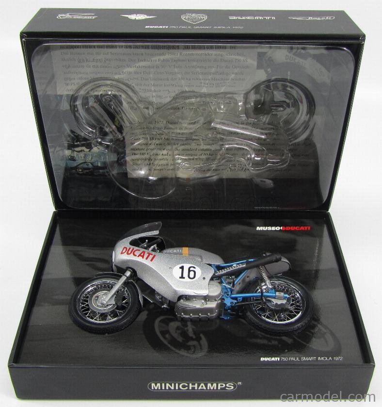 MINICHAMPS 122720016 Scala 1/12  DUCATI 750 N 16 WINNER 200 MIGLIA ( 200  miles ) IMOLA 1972 PAUL SMART SILVER