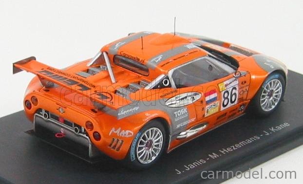 SPARK-MODEL S0318 Scale 1/43 | SPYKER C8 SPYDER GT2R N 86 LE MANS 2007  J.JANIS - M.HEZEMANS - J.KANE ORANGE SILVER