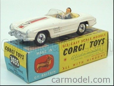 Miniature Corgi Toys Mercedes Benz 300SL N°303S - 1/43, Boîte Seulement - Rare
