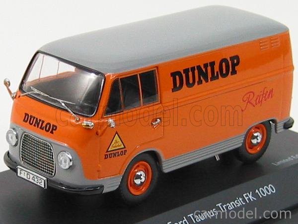 Schuco 039 Scale 1 43 Ford England Taunus Transit Fk1000 Van Dunlop Orange Grey