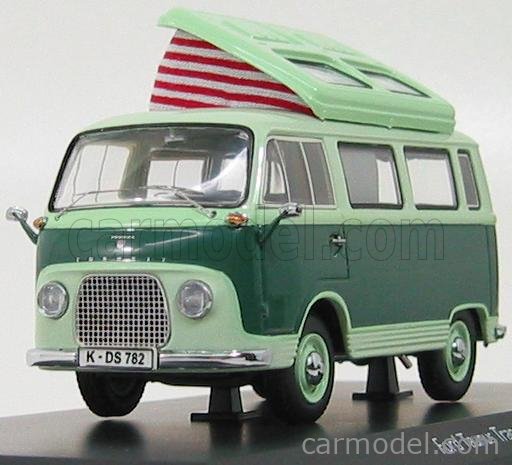 Schuco 034 Masstab 1 43 Ford England Taunus Transit Fk 1000 Campingbus Caravan Green Light Green