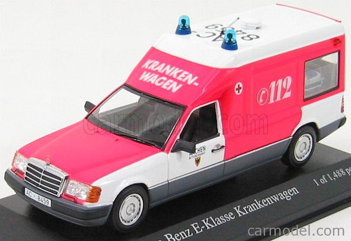 Minichamps Scale 1 43 Mercedes Benz E Class 300d Van Fire Engine Ambulance chen 1991 Red White