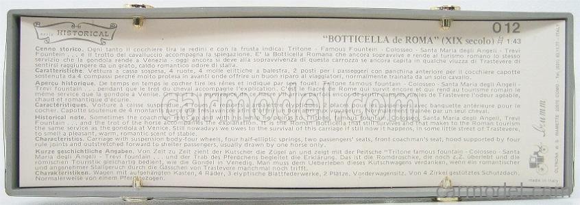 Miniature Brumm Historical 1/43 – Calèche Botticella De Roma – Modèle 012, Très Bon état