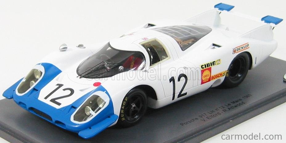 Spark Model Lms016 Scale 1 24 Porsche 917lh 4 5l Team Porsche System Engeneering N 12 24h Le Mans 1969 V Elford R Attwood White Blue