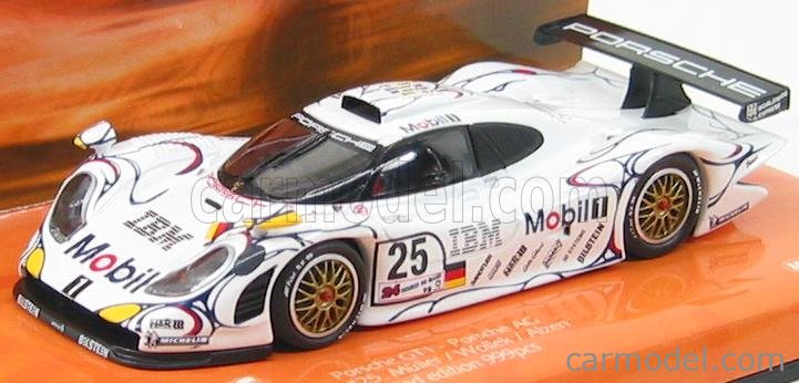 MINICHAMPS 430976825 Scale 1/43 | PORSCHE 911 GT1 3.2L TURBO TEAM PORSCHE AG MOBIL1 N 25 24h LE MANS 1997 H.J.STUCK - T.BOUTSEN - B.WOLLEK WHITE