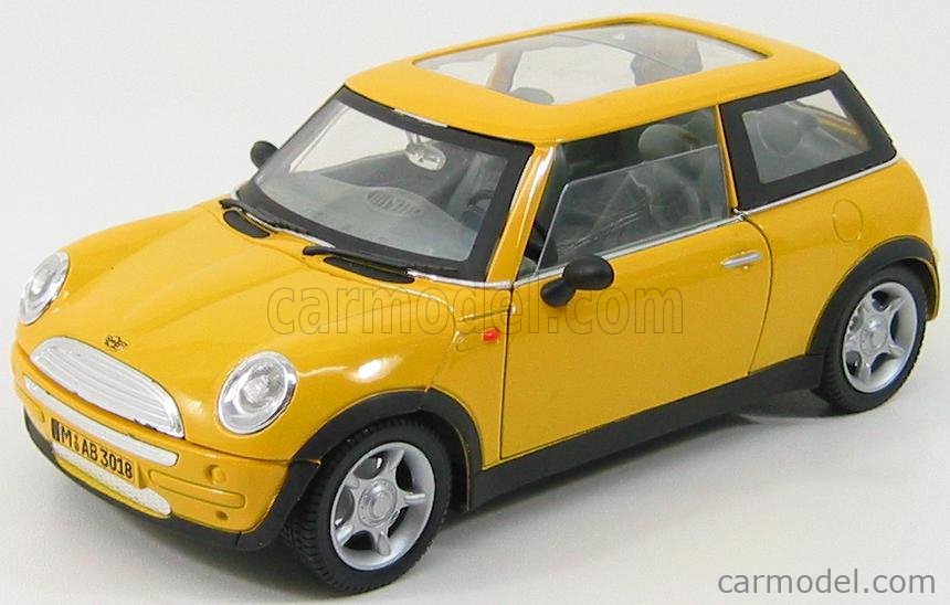 Yellow mini cooper store toy car