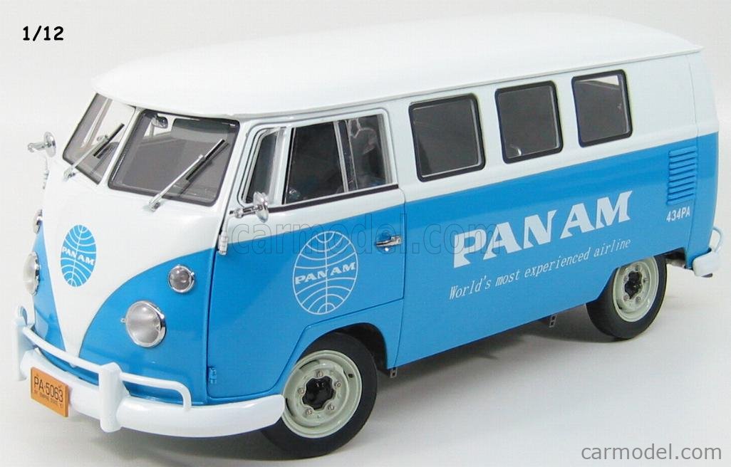 SUN-STAR 05063 Scale 1/12 | VOLKSWAGEN T1 KOMBI MINIBUS PAN-AM 1962 BLUE  WHITE