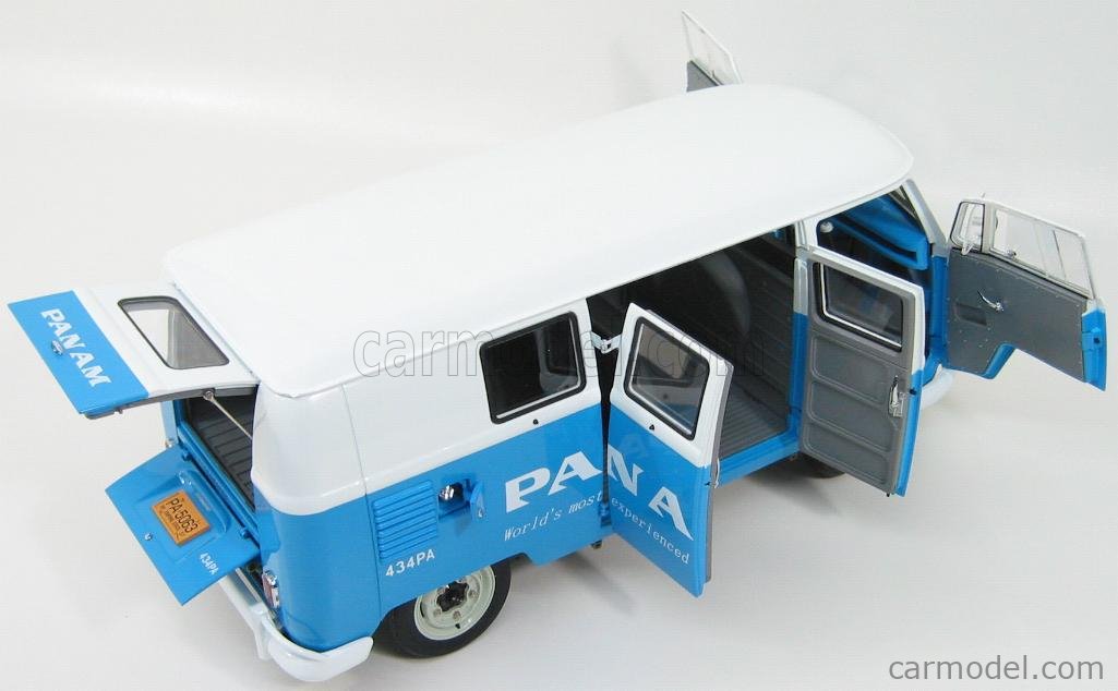 SUN-STAR 05063 Scale 1/12 | VOLKSWAGEN T1 KOMBI MINIBUS PAN-AM 1962 BLUE  WHITE