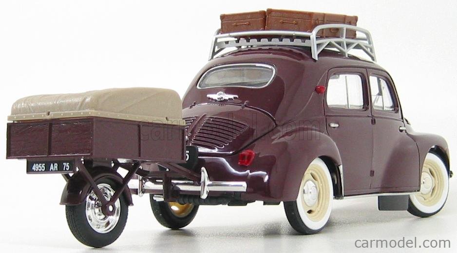 SOLIDO 118340 Scale 1/18 | RENAULT 4CV NATIONALE 7 + TRAILER BROWN