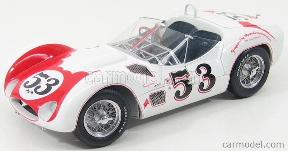 Minichamps Scale 1 18 Maserati Tipo 61 N 53 Winner Riverside La Times Gp 1960 B Krause White Red