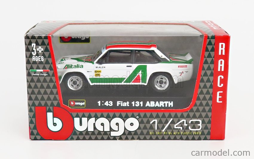 BURAGO BU38017 Scale 1/43  FIAT 131 ABARTH ALITALIA N 0 RALLY 1978 WHITE