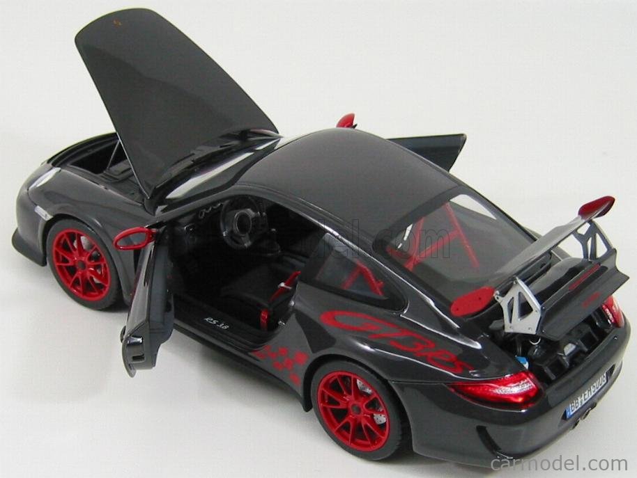 Side of a Grey Porsche 997 GT3 RS with Red Wheels