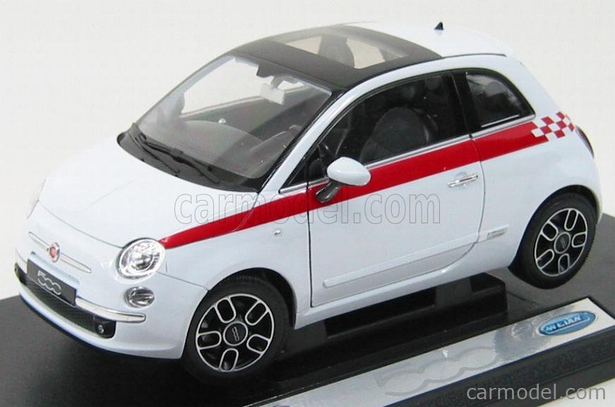 WE38507C - FIAT 500 2007 BIANCA CON STRISCIA TRICOLORE 1:43 Welly Auto  Stradali Die Cast Modellino - Welly