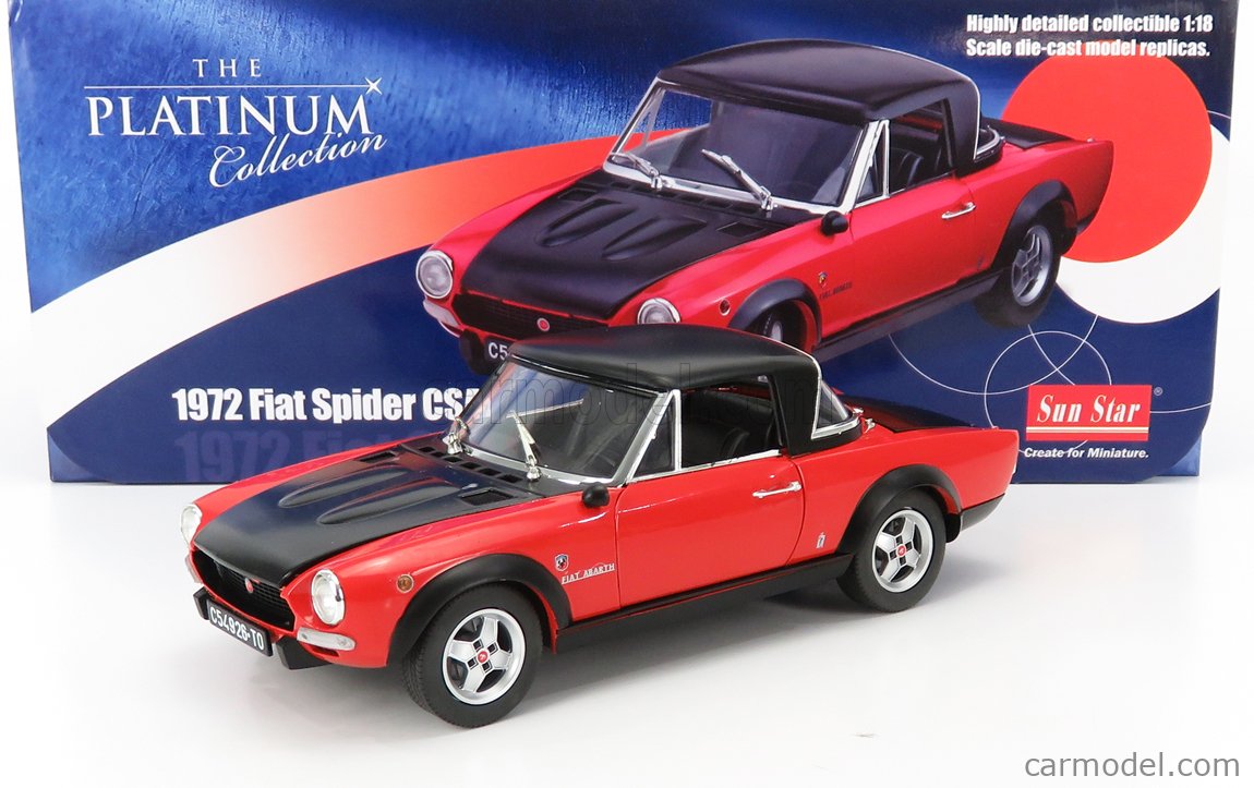 SUN-STAR 04926 Scale 1/18 | FIAT 124 ABARTH CSA 1972 RED BLACK