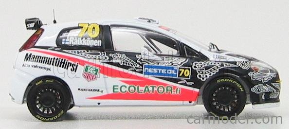 IXO-MODELS RAM393 Masstab: 1/43 | FIAT GRANDE PUNTO S2000 N 70 RALLY  FINLAND 2009 K.RAIKKONEN - K.LINDSTROM WHITE BLACK