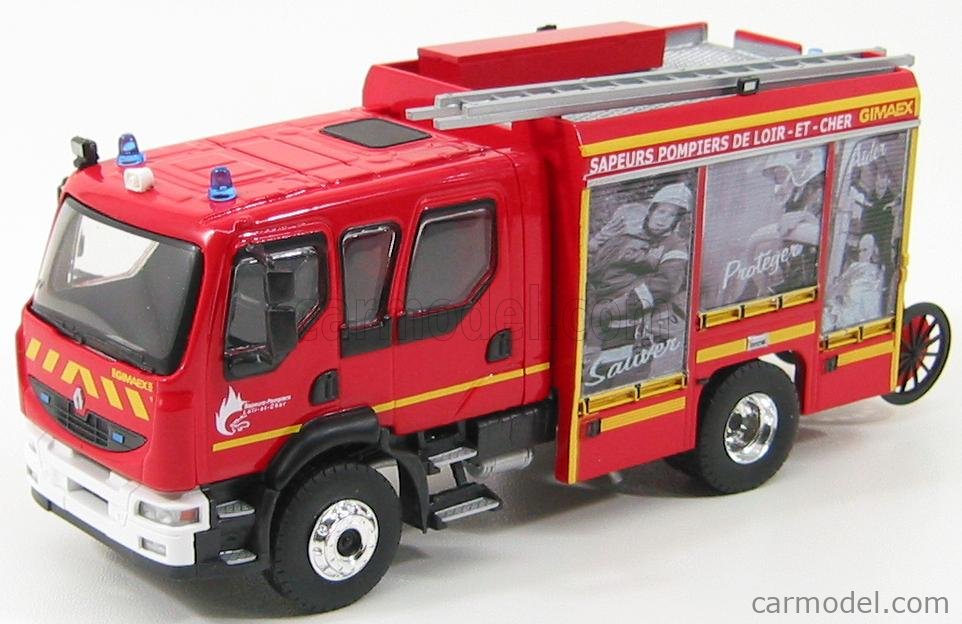 Renault - Midlum Double Cabine FPT Pompiers - Eligor - 1/43 - Voiture  miniature diecast Autos Minis