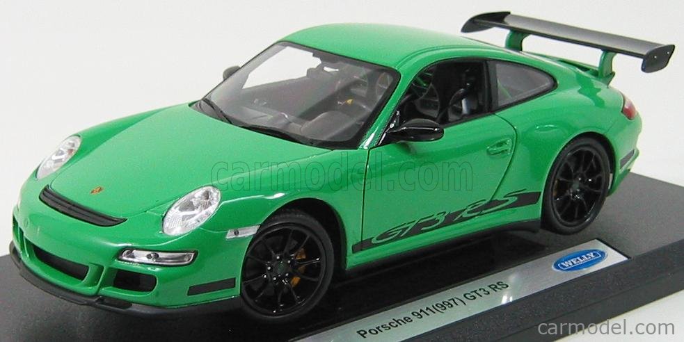 WELLY WE18015GN Scale 1/18  PORSCHE 911 997 GT3RS 2010 GREEN BLACK