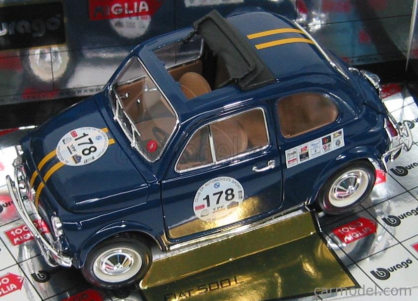 BURAGO 32041 Scale 1/18 | FIAT 500L N 178 MILLE MIGLIA 1968 BLUE