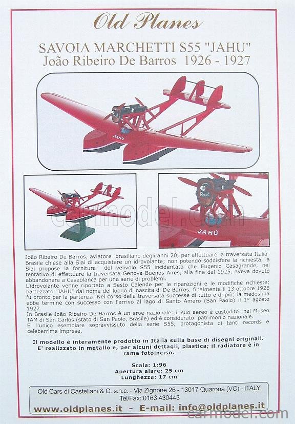 OLDCARS S55JAHU Scale 1/96 SAVOIA MARCHETTI JAHU