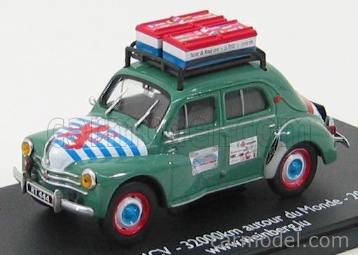 Figurine Renault 4CV '32000 Km Autour Du Monde' - Eligor 1/43, 2010, Verte, Neuve