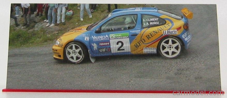 Renault Maxi Megane Rallye Modellauto 1/43 – Rallye Cantabria 1998, Mit Sockel & Vitrine, Ca. 11 Cm