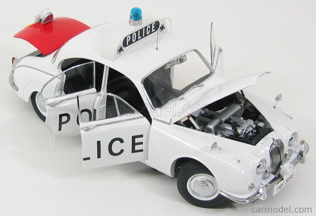 1962 JAGUAR 240 MARK II POLICE CAR 1/18 BY MODEL ICONS WHITE 999001 NEW 