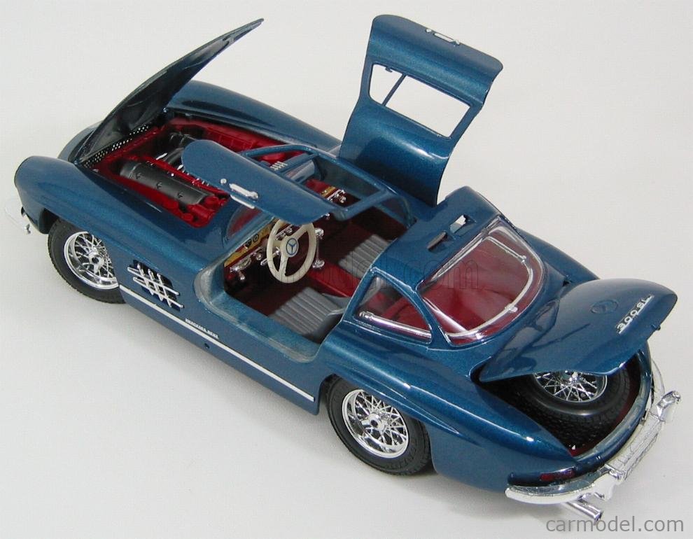 Ixo Mercedes-Benz 300 SL Coupé Dunkelblau W198 (1954–1963) Flügeltürer – 1/43 Modellauto Mit Sockel Und Vitrine – Ca. 11 Cm Lang